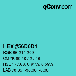 カラーコード: HEX #56D6D1 | qconv.com