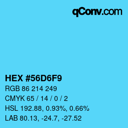カラーコード: HEX #56D6F9 | qconv.com