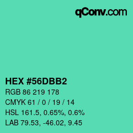 颜色代码: HEX #56DBB2 | qconv.com