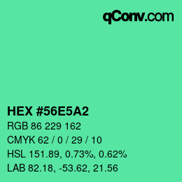 Color code: HEX #56E5A2 | qconv.com