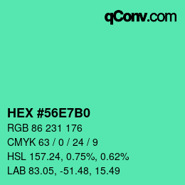 カラーコード: HEX #56E7B0 | qconv.com