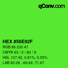 Color code: HEX #56E92F | qconv.com