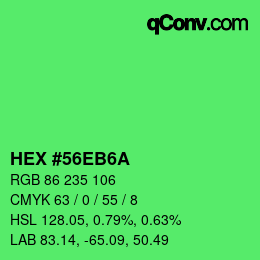 カラーコード: HEX #56EB6A | qconv.com