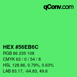 颜色代码: HEX #56EB6C | qconv.com