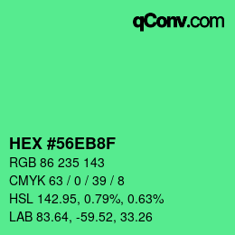 カラーコード: HEX #56EB8F | qconv.com