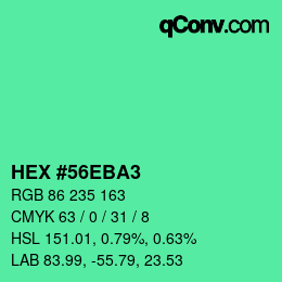カラーコード: HEX #56EBA3 | qconv.com