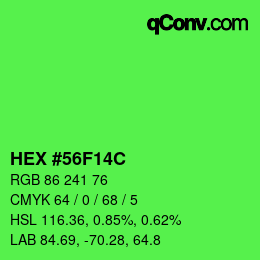 カラーコード: HEX #56F14C | qconv.com