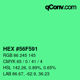 颜色代码: HEX #56F591 | qconv.com
