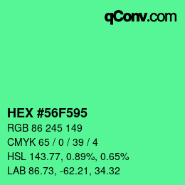 カラーコード: HEX #56F595 | qconv.com