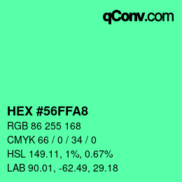 Color code: HEX #56FFA8 | qconv.com