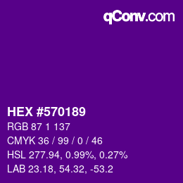 颜色代码: HEX #570189 | qconv.com