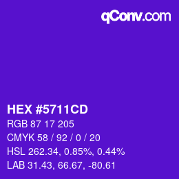 カラーコード: HEX #5711CD | qconv.com