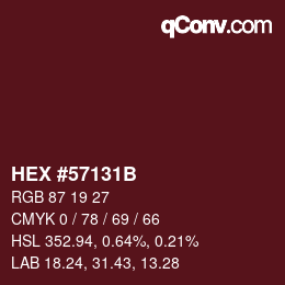 Color code: HEX #57131B | qconv.com