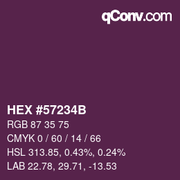 Color code: HEX #57234B | qconv.com