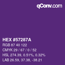 カラーコード: HEX #57287A | qconv.com