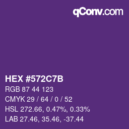 Color code: HEX #572C7B | qconv.com