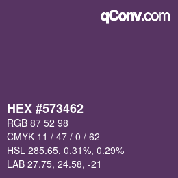 颜色代码: HEX #573462 | qconv.com