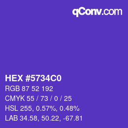 カラーコード: HEX #5734C0 | qconv.com