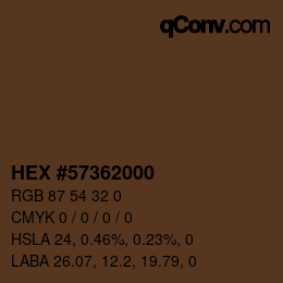 Color code: HEX #57362000 | qconv.com