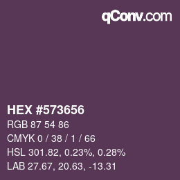 Código de color: HEX #573656 | qconv.com