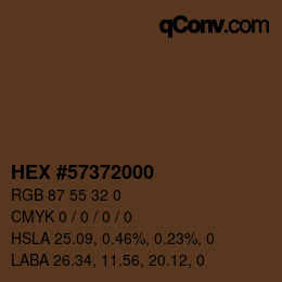 Color code: HEX #57372000 | qconv.com