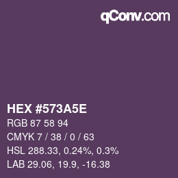 Color code: HEX #573A5E | qconv.com