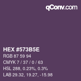 Color code: HEX #573B5E | qconv.com