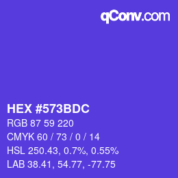 颜色代码: HEX #573BDC | qconv.com