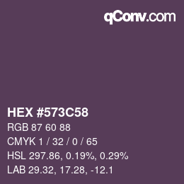 颜色代码: HEX #573C58 | qconv.com