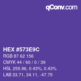 Farbcode: HEX #573E9C | qconv.com