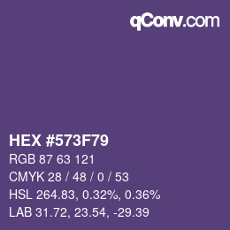 颜色代码: HEX #573F79 | qconv.com