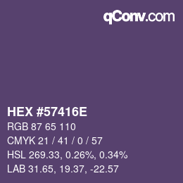 Farbcode: HEX #57416E | qconv.com