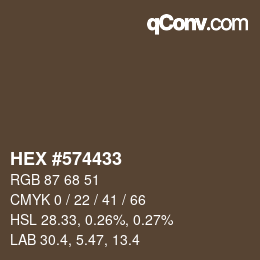 Color code: HEX #574433 | qconv.com