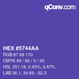 颜色代码: HEX #5744AA | qconv.com