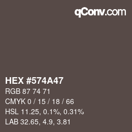 Color code: HEX #574A47 | qconv.com