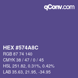颜色代码: HEX #574A8C | qconv.com