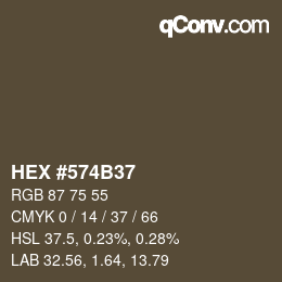 カラーコード: HEX #574B37 | qconv.com