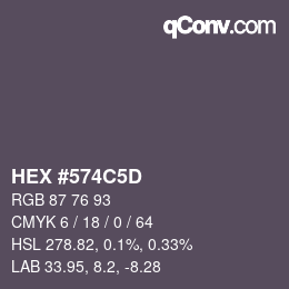颜色代码: HEX #574C5D | qconv.com