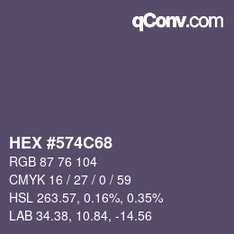 颜色代码: HEX #574C68 | qconv.com