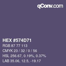 颜色代码: HEX #574D71 | qconv.com