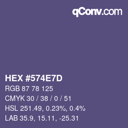 Farbcode: HEX #574E7D | qconv.com