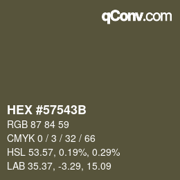 Color code: HEX #57543B | qconv.com