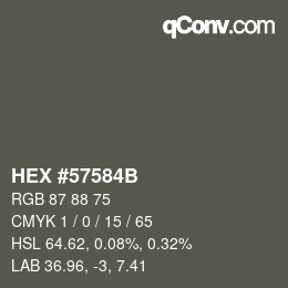 Color code: HEX #57584B | qconv.com