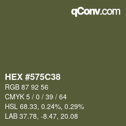 Farbcode: HEX #575C38 | qconv.com