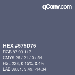 Farbcode: HEX #575D75 | qconv.com