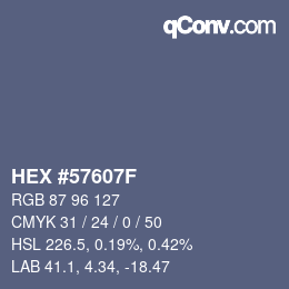 カラーコード: HEX #57607F | qconv.com