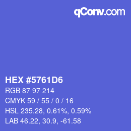 颜色代码: HEX #5761D6 | qconv.com