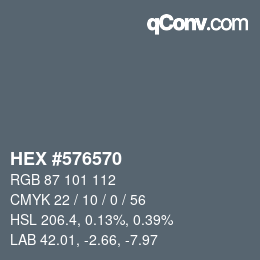 Code couleur: HEX #576570 | qconv.com