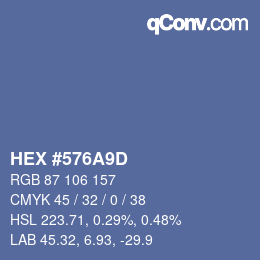 Farbcode: HEX #576A9D | qconv.com