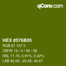 Code couleur: HEX #576B05 | qconv.com